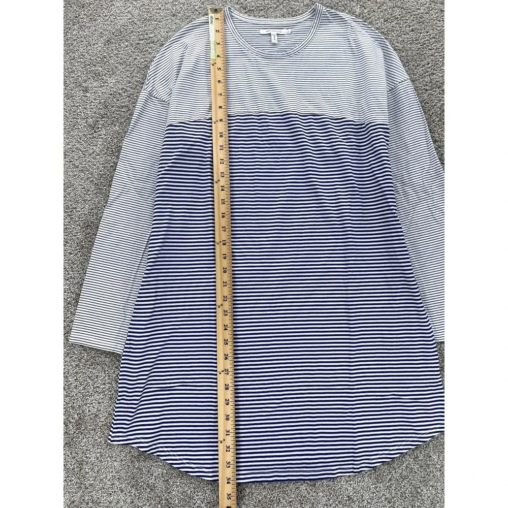 AVEC LES FILLES Joyce Azria Millennial Shirt Dress Womens L Blue Striped Minimal - Picture 8 of 9